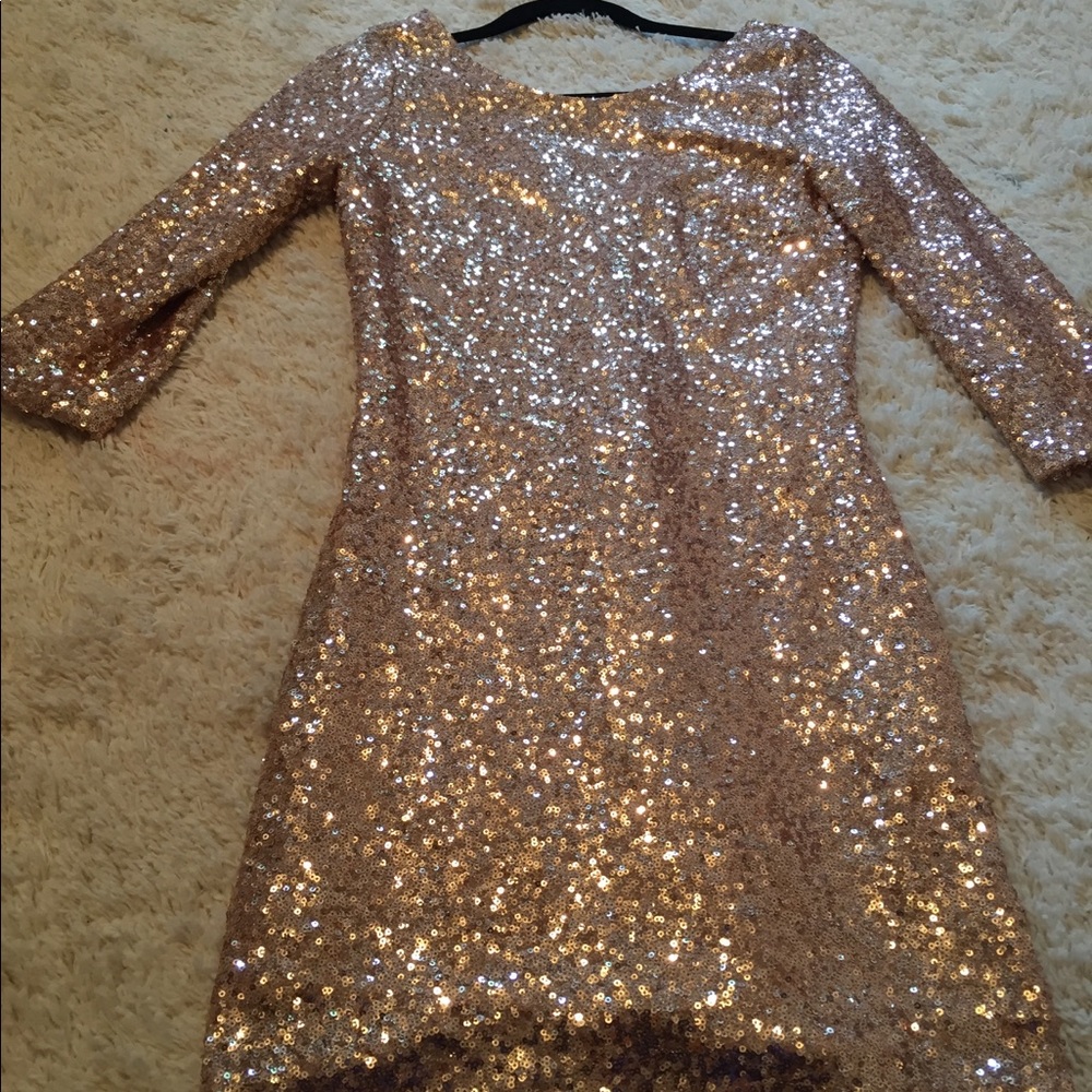 Rose gold sequin mini dress